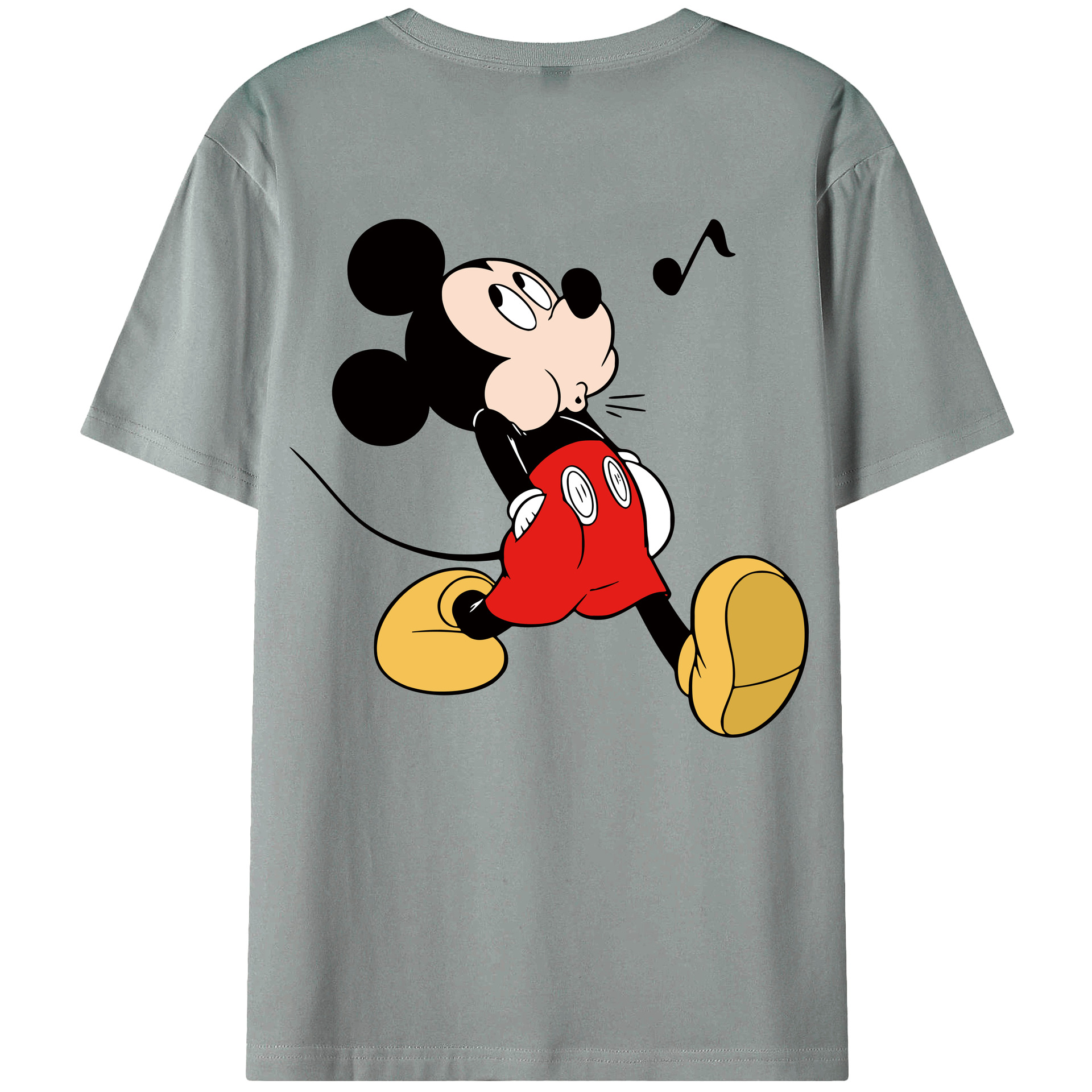 ミッキーマウス Mickey Mouse 綿100％ メンズ半袖Tシャツ（バックプリント） 通気性